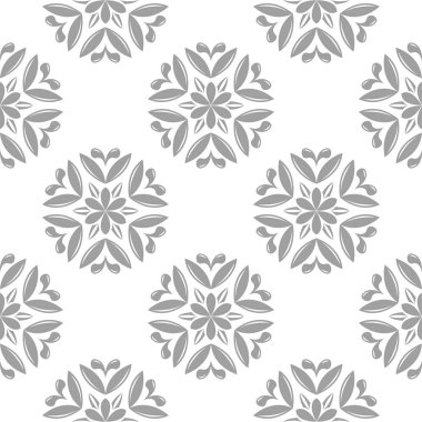 Beyaz arka plan üzerine açık gri çiçek tasarım. Tekstil ve duvar kağıtları için seamless modeli