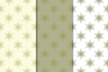 Zeytin yeşili çiçek arka planlar. Tekstil ve duvar kağıtları için dikişsiz desen seti