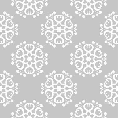 Gri ve beyaz çiçek süsleme. Tekstil ve duvar kağıtları için seamless modeli