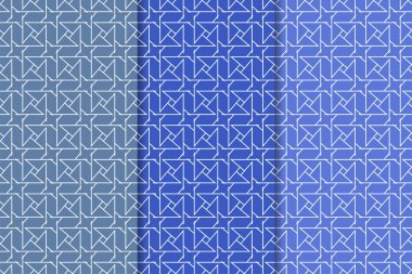 Geometrik süsler kümesi. Web, Tekstil ve duvar kağıtları için mavi dikey Dikişsiz desen