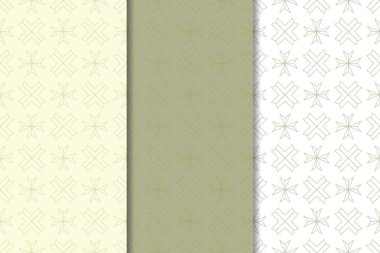 Zeytin yeşili ve web, Tekstil ve duvar kağıtları için geometrik Dikişsiz desen beyaz set