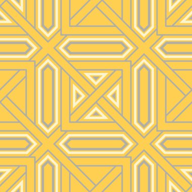 Geometrik seamless modeli. Sarı gri ve beyaz renkli arka plan duvar kağıtları, Tekstil ve kumaş için