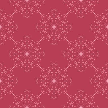 Kırmızı zemin üzerine çiçek süsleme. Tekstil ve duvar kağıtları için seamless modeli