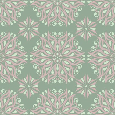 Zeytin yeşili çiçek Dikişsiz desen soluk pembe elemanları ile. Arka plan duvar kağıtları, Tekstil ve kumaş için çiçek tasarımları ile