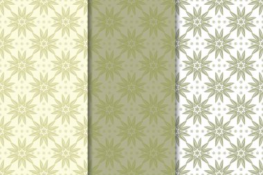 Zeytin yeşili çiçek sorunsuz süsler. Tekstil ve duvar kağıtları için dikey desenleri
