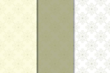 Zeytin yeşili çiçek arka planlar. Tekstil ve duvar kağıtları için dikişsiz desen seti