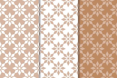 Kahverengi çiçek arka planlar. Tekstil ve duvar kağıtları için dikişsiz desen seti