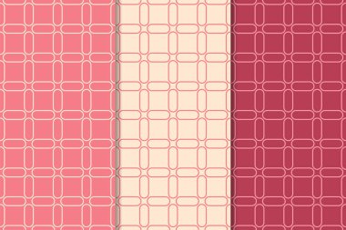 Kiraz kırmızısı geometrik süsler. Web, Tekstil ve duvar kağıtları için dikey Dikişsiz desen seti