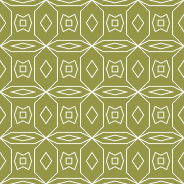 Zeytin yeşili ve beyaz geometrik süsleme. Web, Tekstil ve duvar kağıtları için seamless modeli