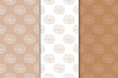 Kahverengi ve beyaz geometrik süsler. Web, Tekstil ve duvar kağıtları için dikişsiz desen seti