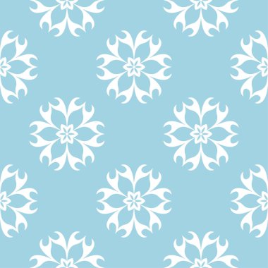 Mavi ve beyaz çiçek süsleme. Tekstil ve duvar kağıtları için seamless modeli