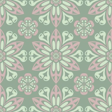 Yeşil çiçek arka plan. Duvar kağıtları, Tekstil ve kumaş için çiçek tasarımları ile Seamless modeli