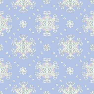 Çiçek mavi seamless modeli. Bej ve pembe öğeler için duvar kağıtları, Tekstil ve kumaş renkli arka plan