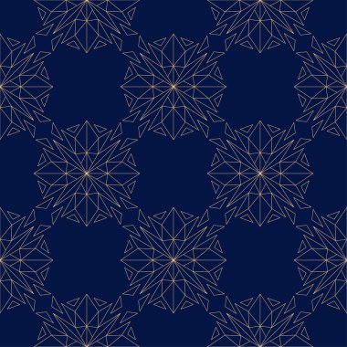 Mavi zemin üzerine altın çiçek. Tekstil ve duvar kağıtları için seamless modeli