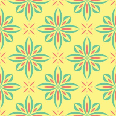 Çiçek seamless modeli. Arka plan duvar kağıtları, Tekstil ve kumaş için pembe ve yeşil çiçek öğeleri ile parlak renkli