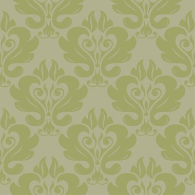 Zeytin yeşili ve gri çiçek süsleme. Tekstil ve duvar kağıtları için seamless modeli