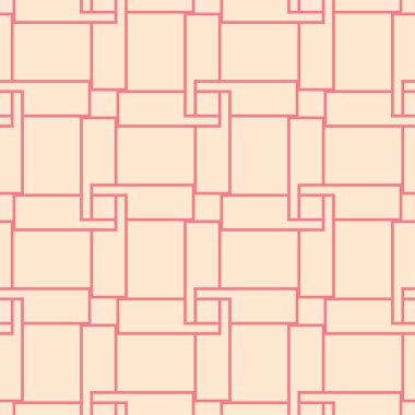 Kırmızı ve bej geometrik süsleme. Web, Tekstil ve duvar kağıtları için seamless modeli