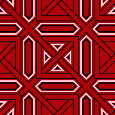 Geometrik tasarım ile Seamless modeli. Duvar kağıtları, Tekstil ve kumaş için siyah kırmızı ve beyaz arka plan.