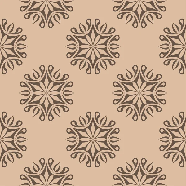 Adorno Floral Marrón Sobre Fondo Beige Patrón Sin Costuras Para — Vector de stock