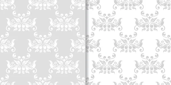 Fondo Floral Gris Claro Conjunto Patrones Sin Costura Para Textiles — Vector de stock