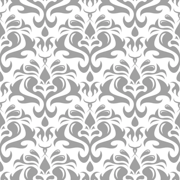 Hellgrauer Blumenschmuck Auf Weißem Hintergrund Nahtloses Muster Für Textilien Und — Stockvektor