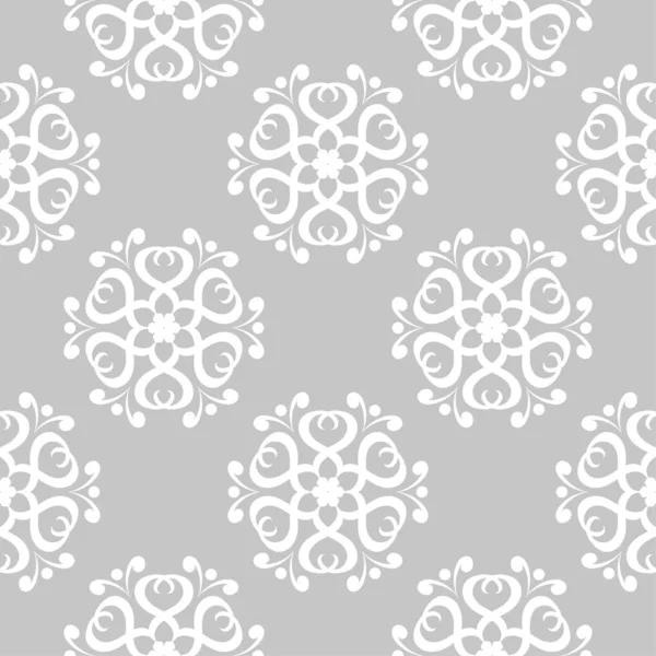 Adorno Floral Gris Blanco Patrón Sin Costuras Para Textiles Fondos — Vector de stock