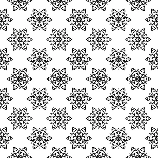 Ornement Floral Monochrome Noir Blanc Modèle Sans Couture Pour Textile — Image vectorielle