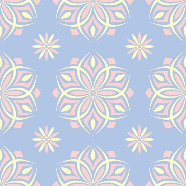 Motif Floral Sans Couture Fond Bleu Pâle Avec Des Éléments — Image vectorielle