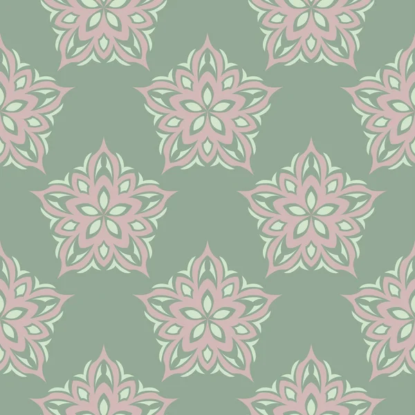 Florales Nahtloses Muster Olivgrüner Hintergrund Mit Blassrosa Blütenelementen Für Tapeten — Stockvektor