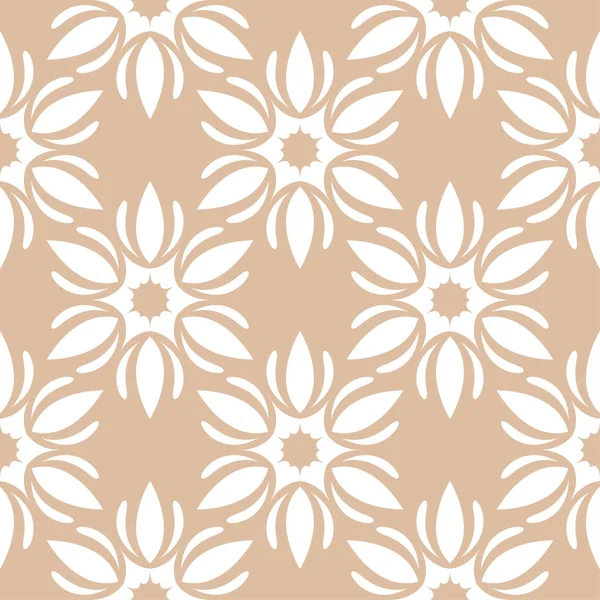 Design Floral Blanc Sur Fond Beige Modèle Sans Couture Pour — Image vectorielle