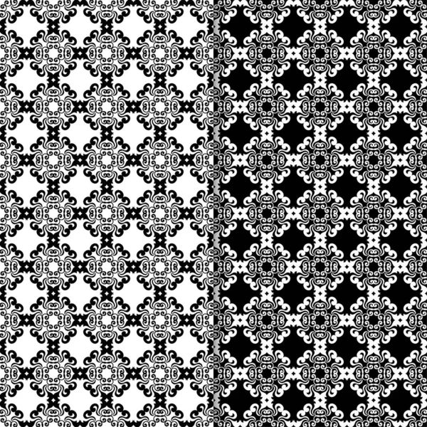 Schwarz Weiße Florale Hintergründe Reihe Monochromer Nahtloser Muster Für Textilien — Stockvektor
