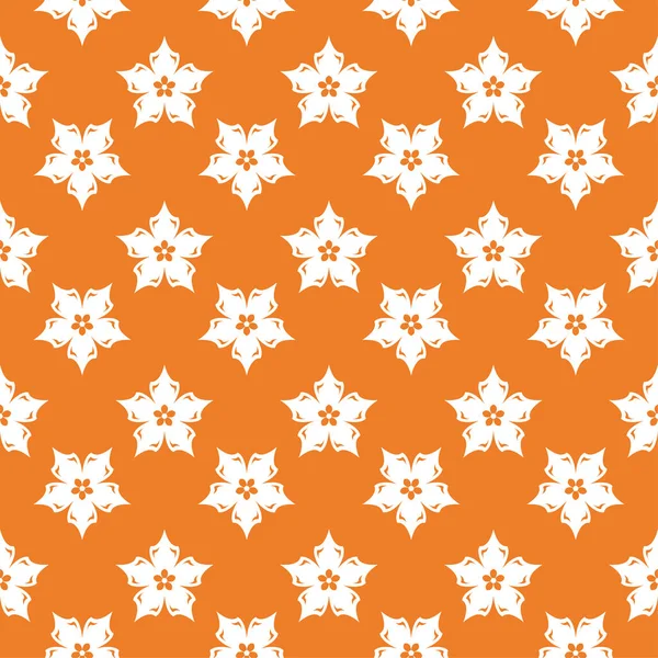 Oranje Bloemen Sieraad Met Witte Elementen Naadloze Patroon Voor Textiel — Stockvector