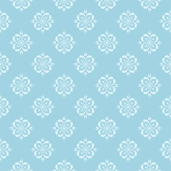 Белый Цветочный Дизайн Синем Фоне Бесшовный Орнамент Текстиля Обоев — стоковый вектор