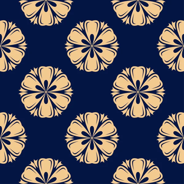 Golden Blue Floral Sieraad Naadloze Patroon Voor Textiel Wallpapers — Stockvector
