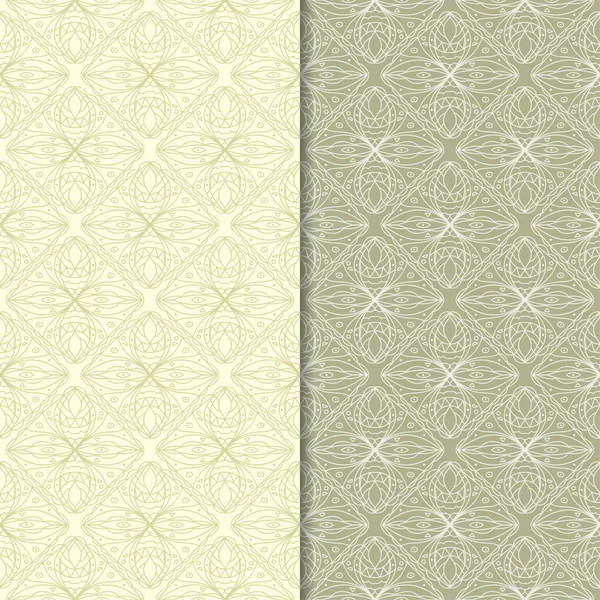 Ornements Géométriques Vert Olive Ensemble Motifs Sans Couture Pour Toile — Image vectorielle