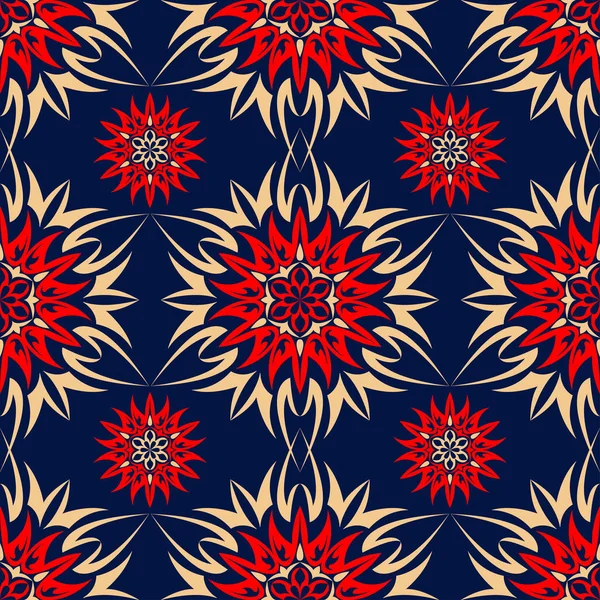 Motif Floral Sans Couture Fond Écran Coloré Rouge Bleu Pour — Image vectorielle