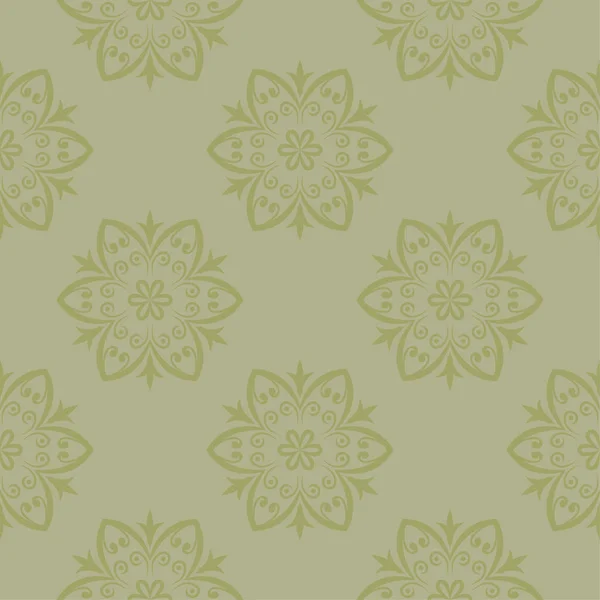 Olive Green Floral Ornamental Design Seamless Pattern Textile Wallpapers — Stock Vector