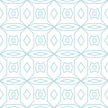 Beyaz ve mavi geometrik süsleme. Web, Tekstil ve duvar kağıtları için seamless modeli