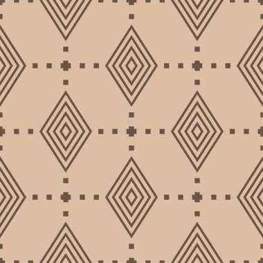 Bej ve kahverengi geometrik süsleme. Web, Tekstil ve duvar kağıtları için seamless modeli