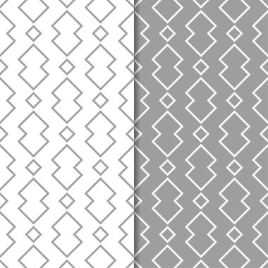 Gri ve beyaz geometrik parmak izi. Web, Tekstil ve duvar kağıtları için dikişsiz desen seti