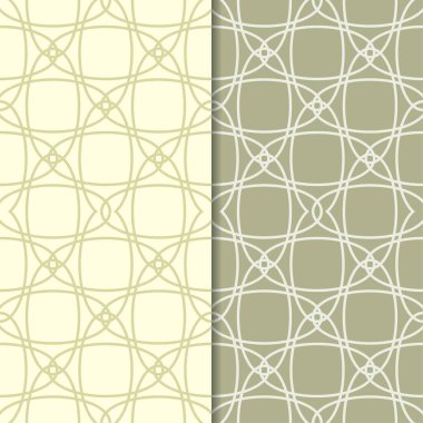Zeytin yeşili geometrik süsler. Web, Tekstil ve duvar kağıtları için dikişsiz desen seti