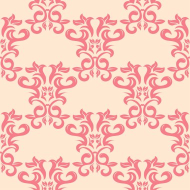 Bej renkli arka plan üzerinde kırmızı çiçek tasarım. Tekstil ve duvar kağıtları için seamless modeli