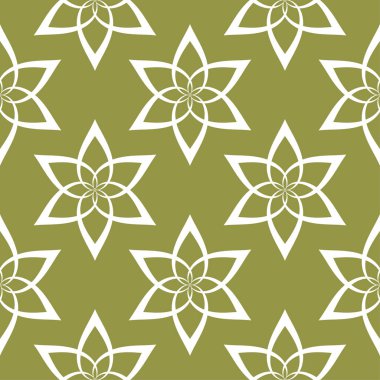 Zeytin yeşil zemin üzerine beyaz çiçek tasarım. Tekstil ve duvar kağıtları için seamless modeli