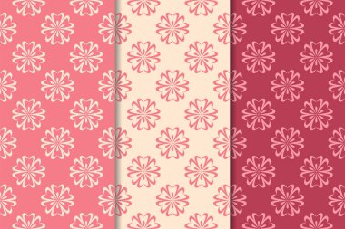 Kırmızı çiçekli süsler kümesi. Kiraz pembe dikey Dikişsiz desen. Duvar kağıdı arka plan