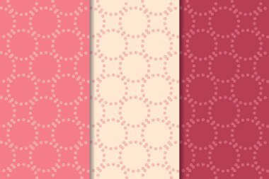 Kiraz kırmızısı geometrik süsler. Web, Tekstil ve duvar kağıtları için dikey Dikişsiz desen seti