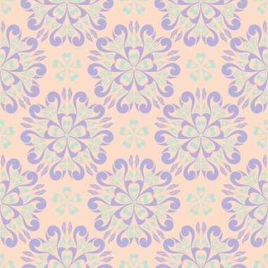 Sorunsuz çiçek desenli. Duvar kağıtları, Tekstil ve kumaş için bej mor ve mavi arka plan