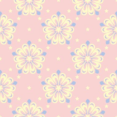 Çiçek sorunsuz arka plan. Duvar kağıtları, Tekstil ve kumaş için pembe, mavi ve sarı çiçek deseni