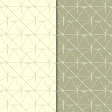 Zeytin yeşili geometrik süsler. Web, Tekstil ve duvar kağıtları için dikişsiz desen seti