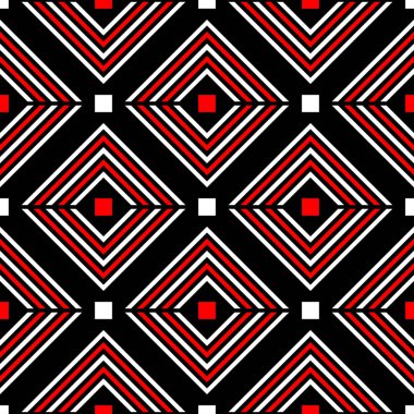 Geometrik seamless modeli. Siyah kırmızı beyaz bir arka plan duvar kağıtları, Tekstil ve kumaş için