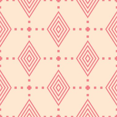 Kırmızı ve bej geometrik süsleme. Web, Tekstil ve duvar kağıtları için seamless modeli